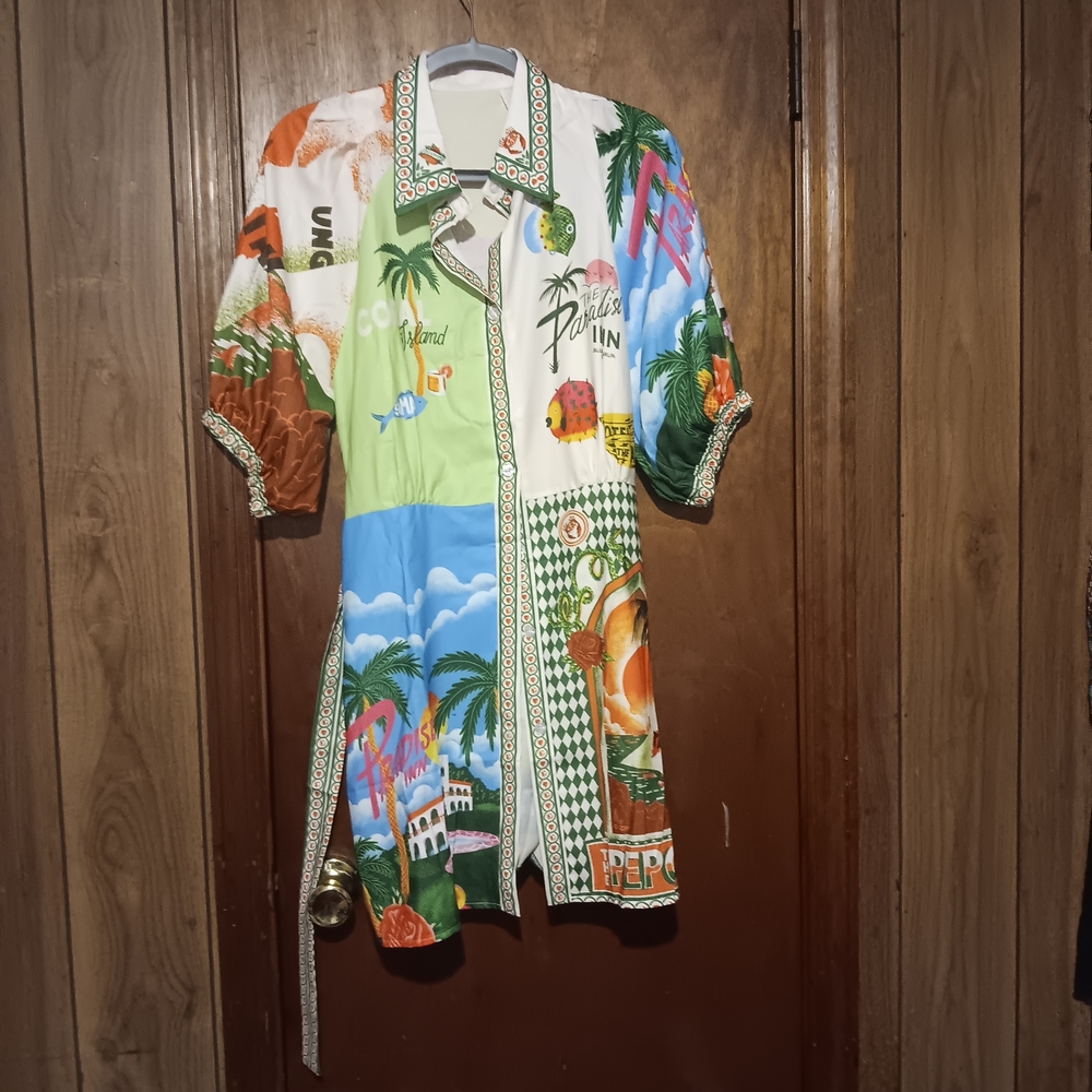 Tropical Graphic Midi Dress